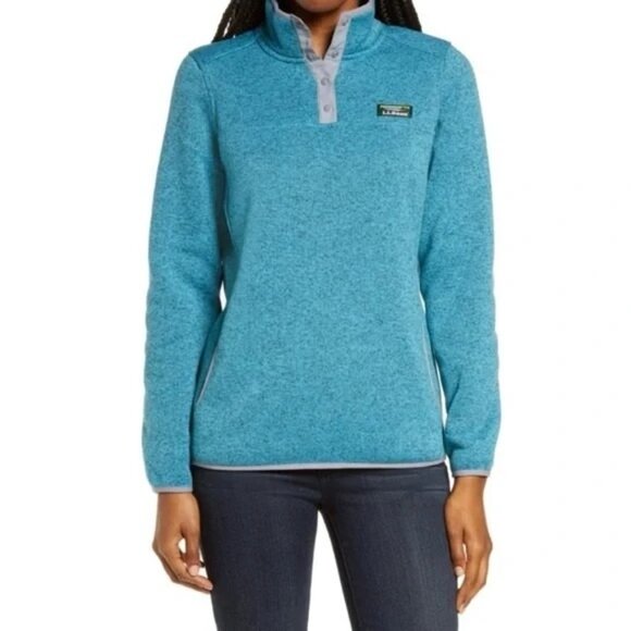 L.L. Bean Soft Micro D Snap-T Fleece Pullover Sweater Blue Women's M Reg |W1 - Picture 6 of 6
